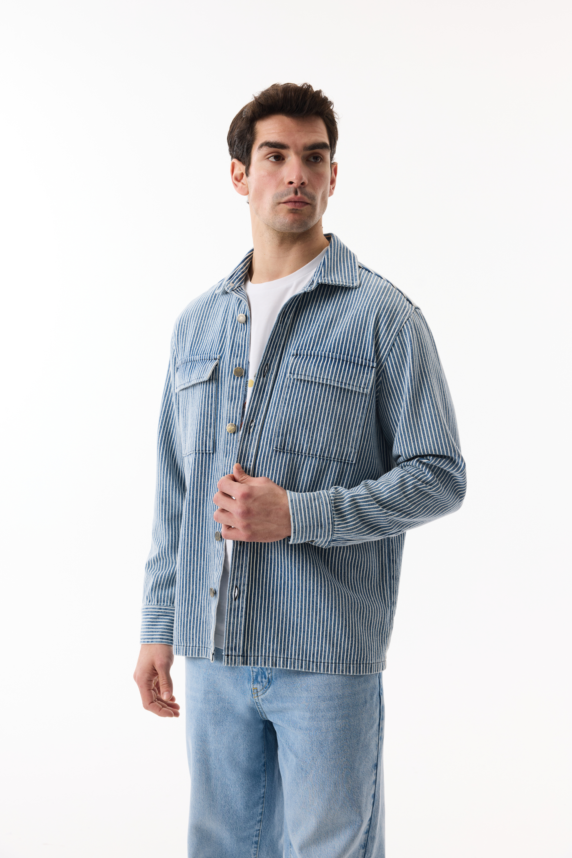 ÇİZGİLİ CEPLİ CASUAL CEKET