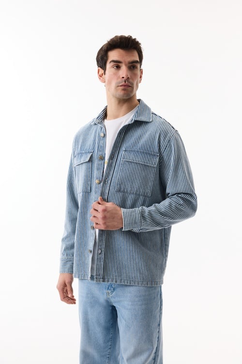  ÇİZGİLİ CEPLİ CASUAL CEKET