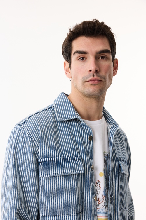  ÇİZGİLİ CEPLİ CASUAL CEKET