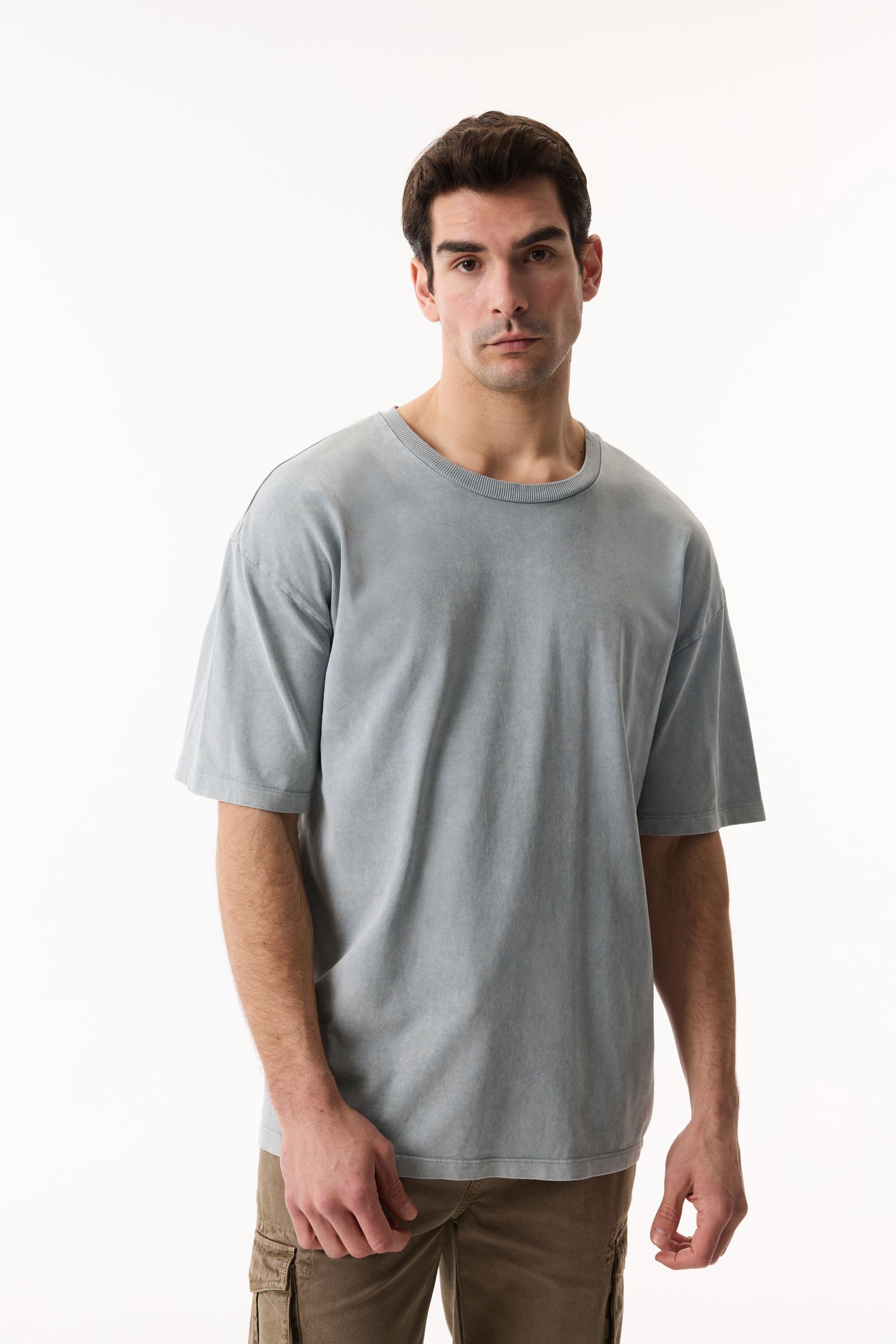 BİSİKLET YAKA KISA KOLLU OVERSIZE T-SHIRT