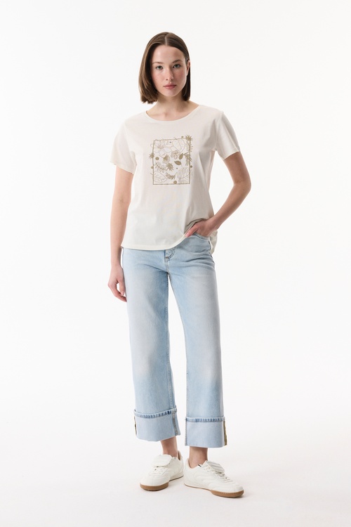  BASKILI BİSİKLET YAKA KISA KOLLU T-SHIRT