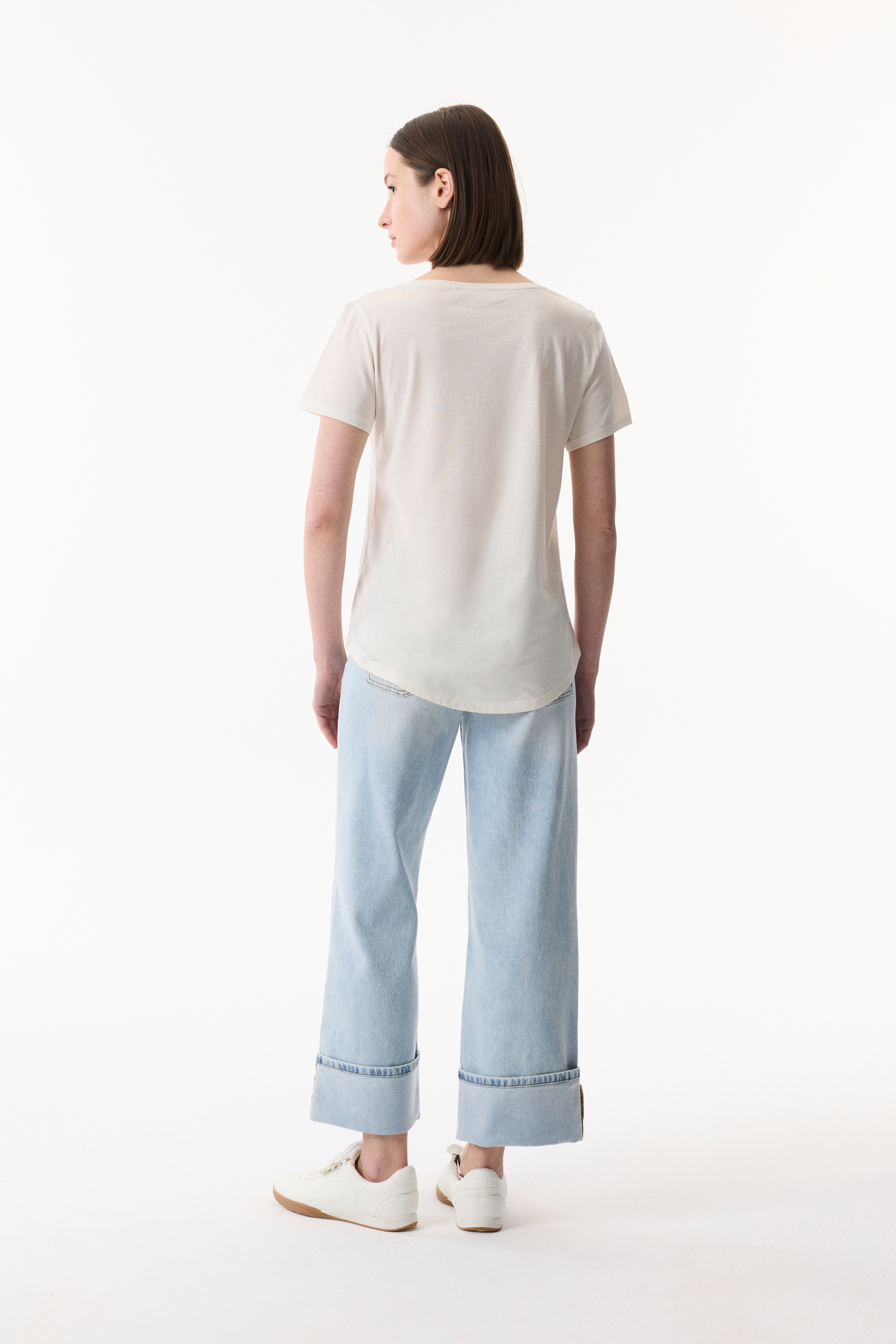 BASKILI BİSİKLET YAKA KISA KOLLU T-SHIRT