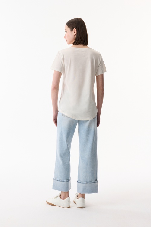  BASKILI BİSİKLET YAKA KISA KOLLU T-SHIRT