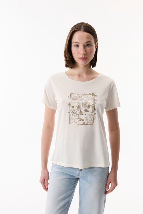  BASKILI BİSİKLET YAKA KISA KOLLU T-SHIRT