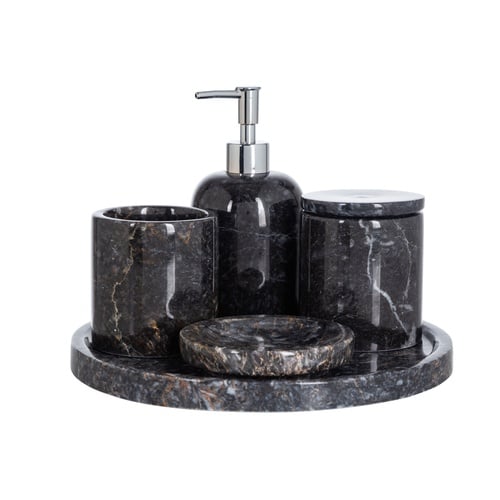  MARBLE SİYAH 5'Lİ BANYO SETİ
