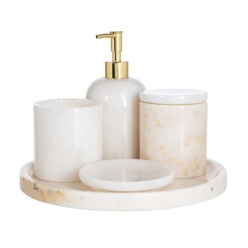 MARBLE BEYAZ 5'Lİ BANYO SETİ