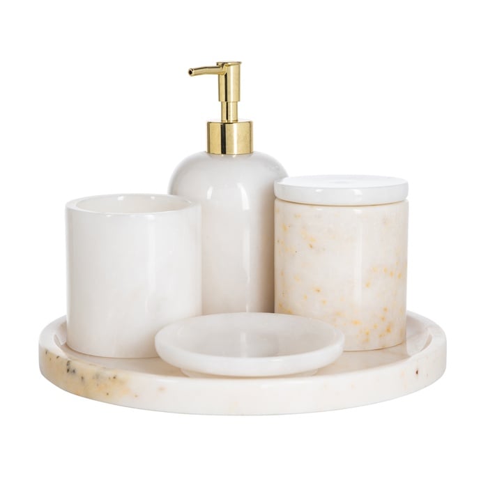 MARBLE BEYAZ 5'Lİ BANYO SETİ