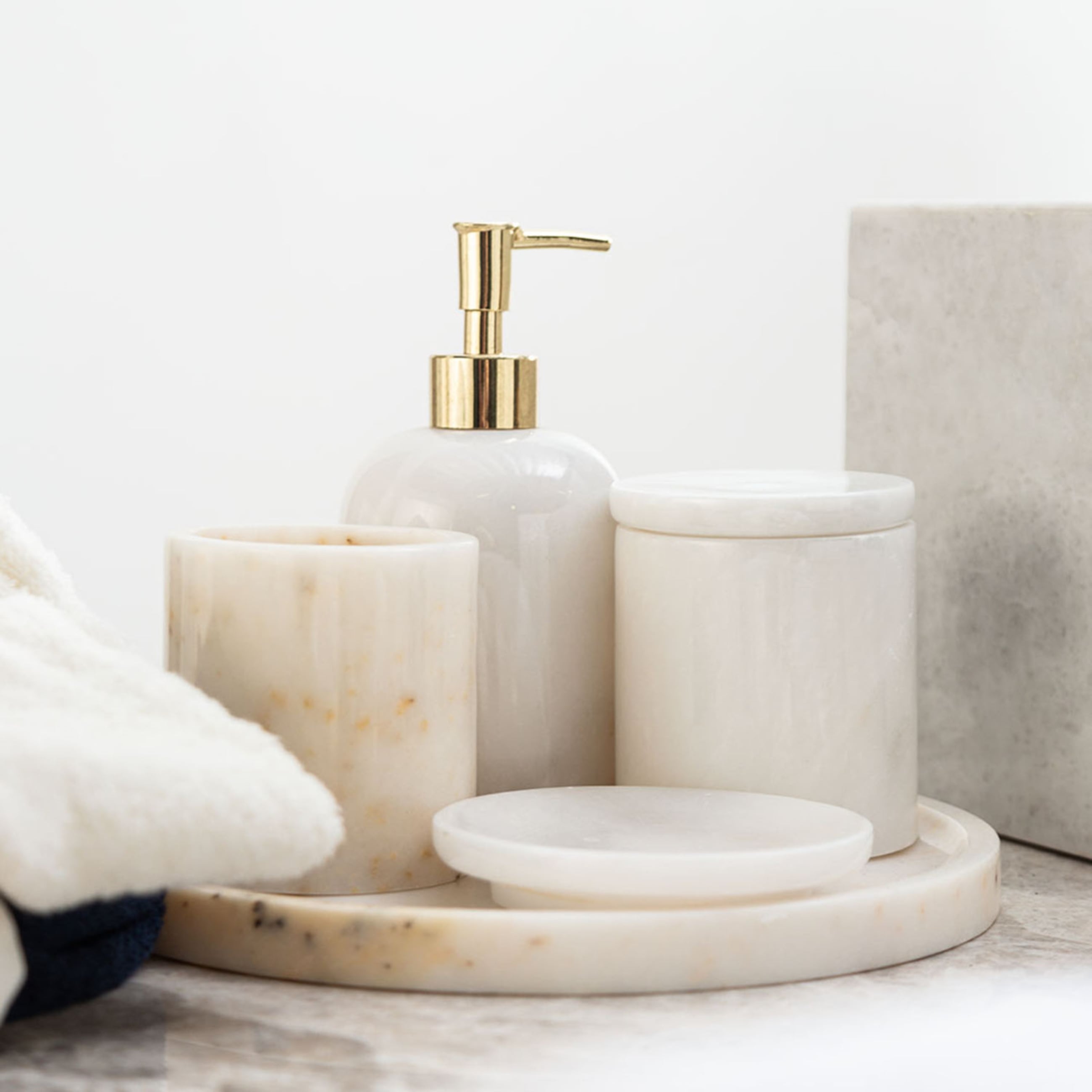 MARBLE BEYAZ 5'Lİ BANYO SETİ