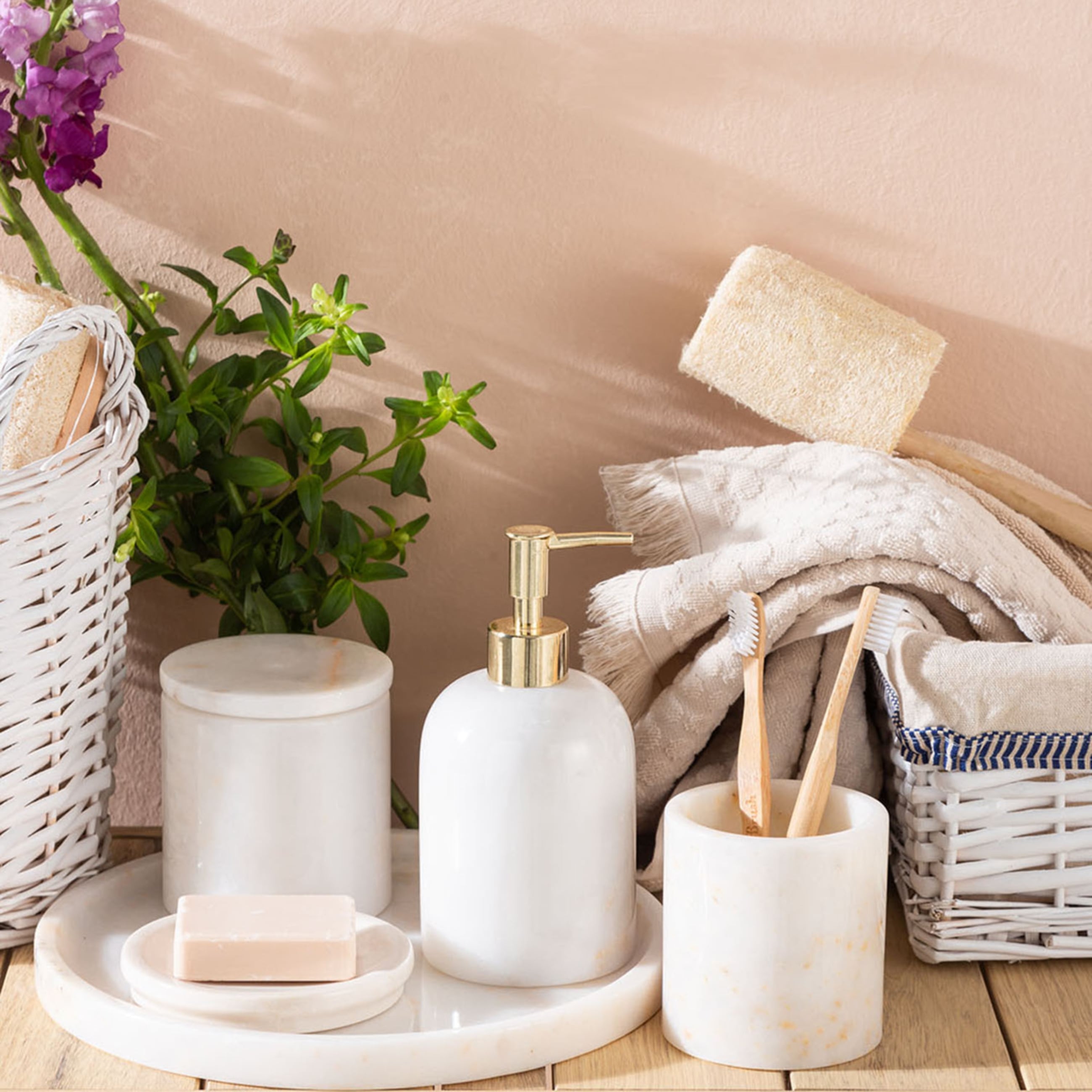 MARBLE BEYAZ 5'Lİ BANYO SETİ