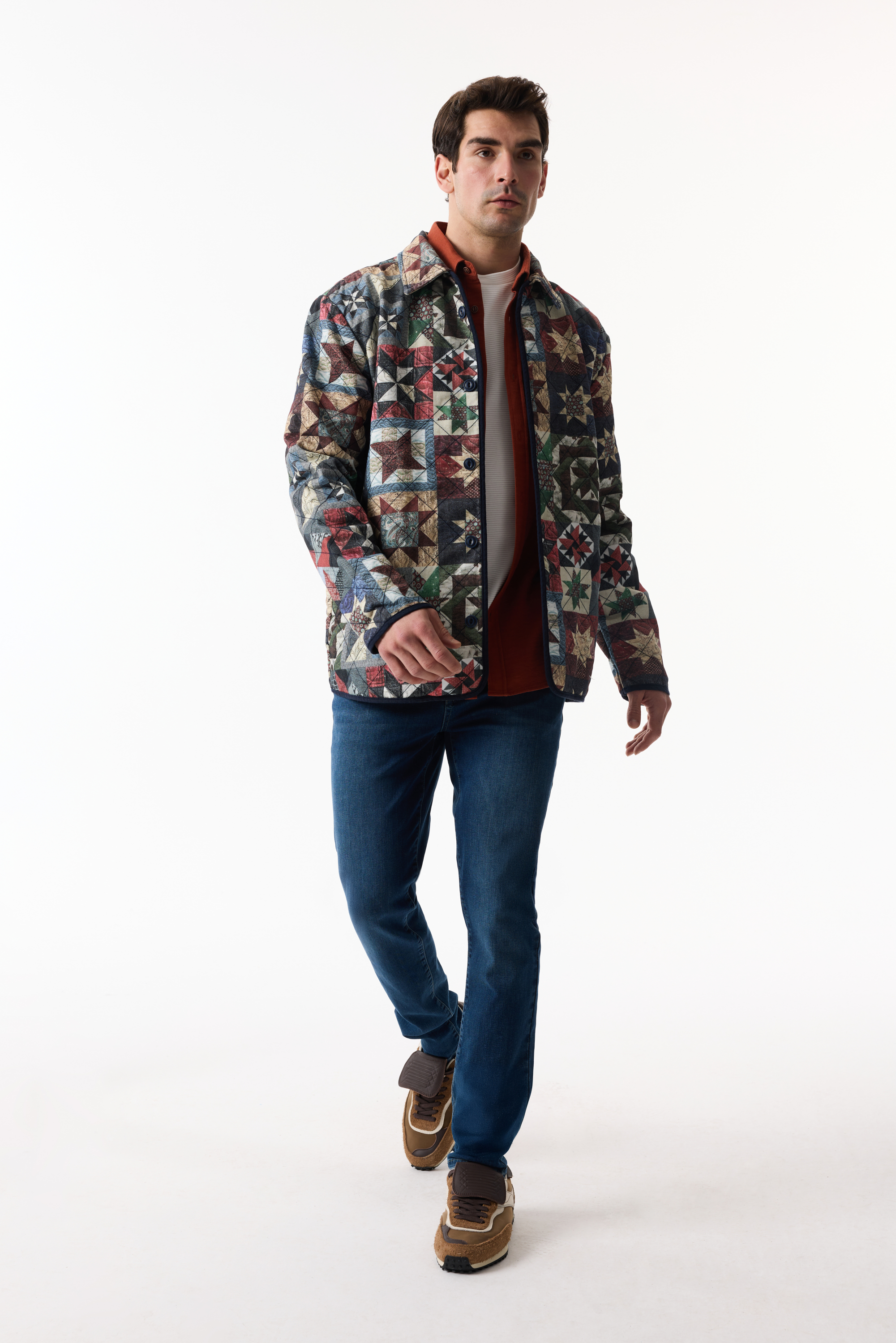 KAPİTONELİ DESENLİ CASUAL CEKET