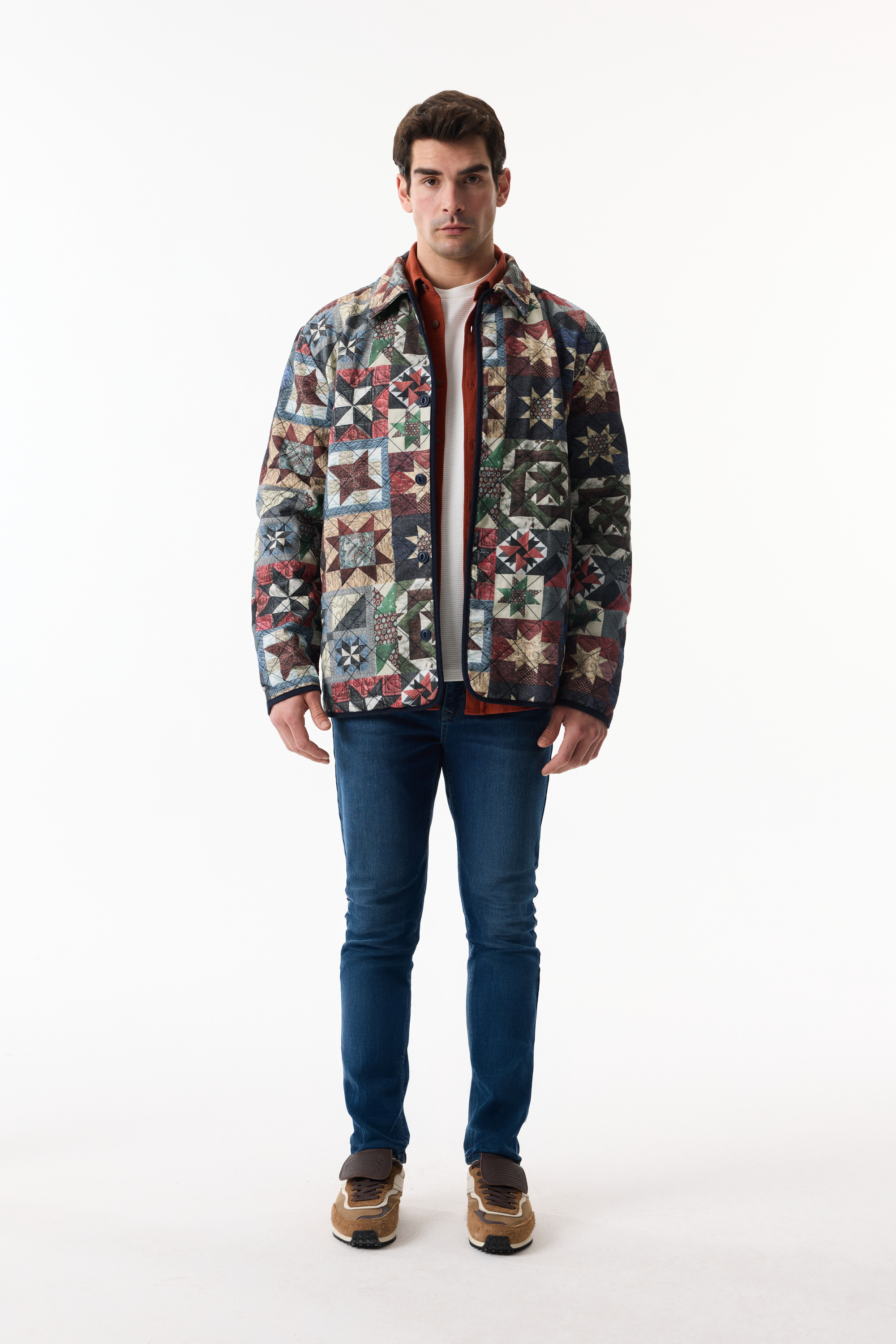 KAPİTONELİ DESENLİ CASUAL CEKET