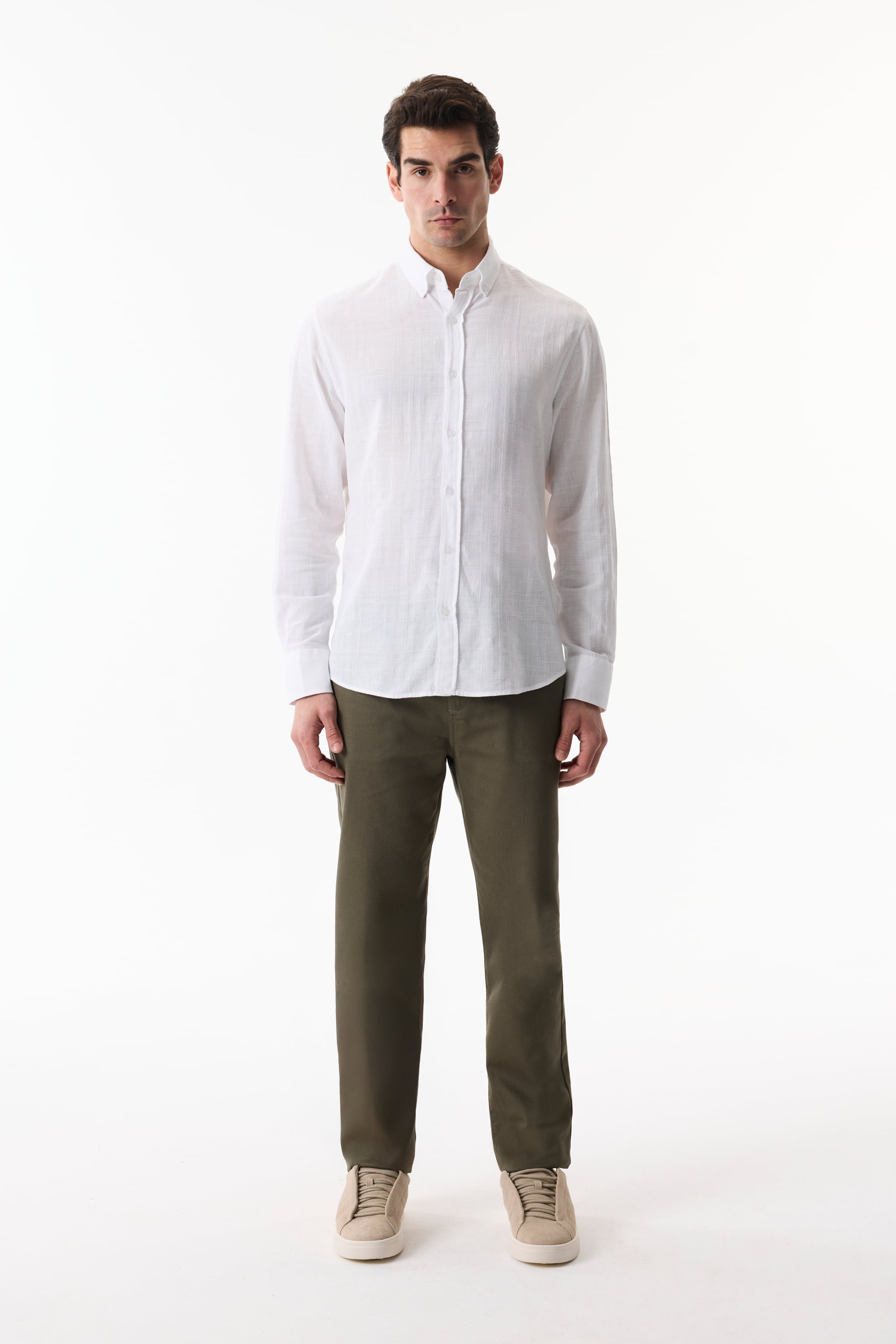 REGULAR FIT EKOSE DESENLİ UZUN KOLLU GÖMLEK