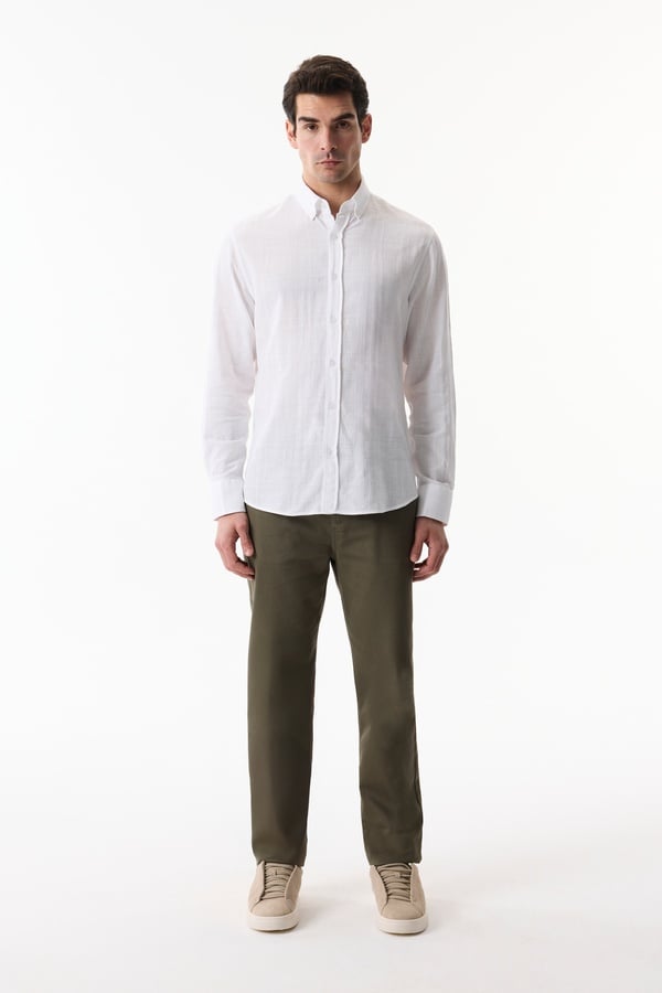 TEKSTÜRLÜ SLIM FIT PANTOLON