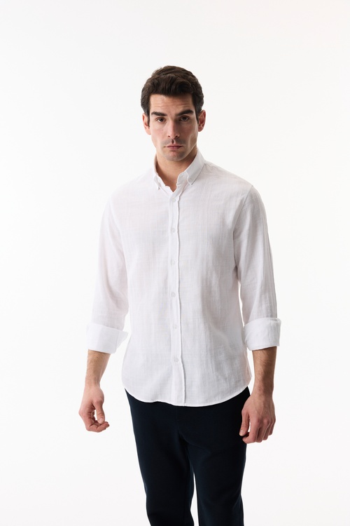  REGULAR FIT EKOSE DESENLİ UZUN KOLLU GÖMLEK