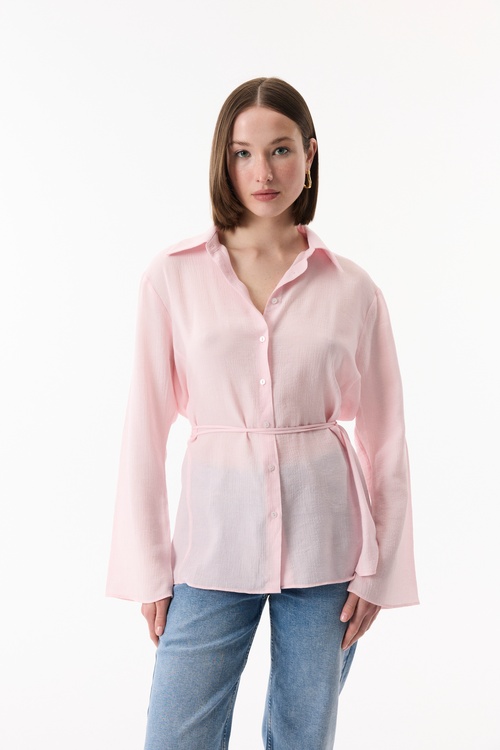  BAĞLAMA DETAYLI UZUN KOLLU GÖMLEK