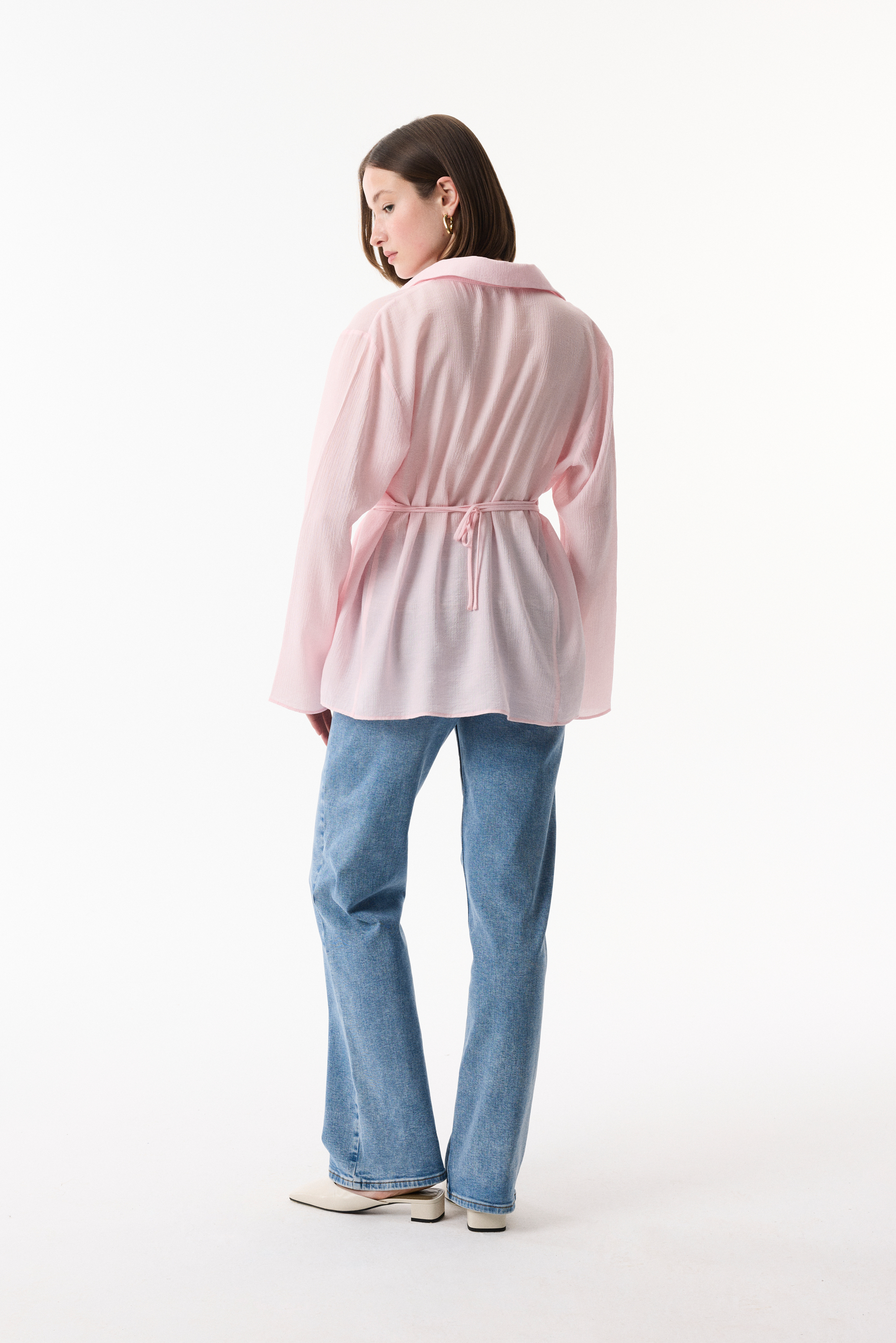 BAĞLAMA DETAYLI UZUN KOLLU GÖMLEK