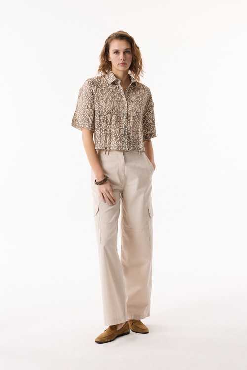  ETNİK BASKILI KISA KOLLU CROP GÖMLEK