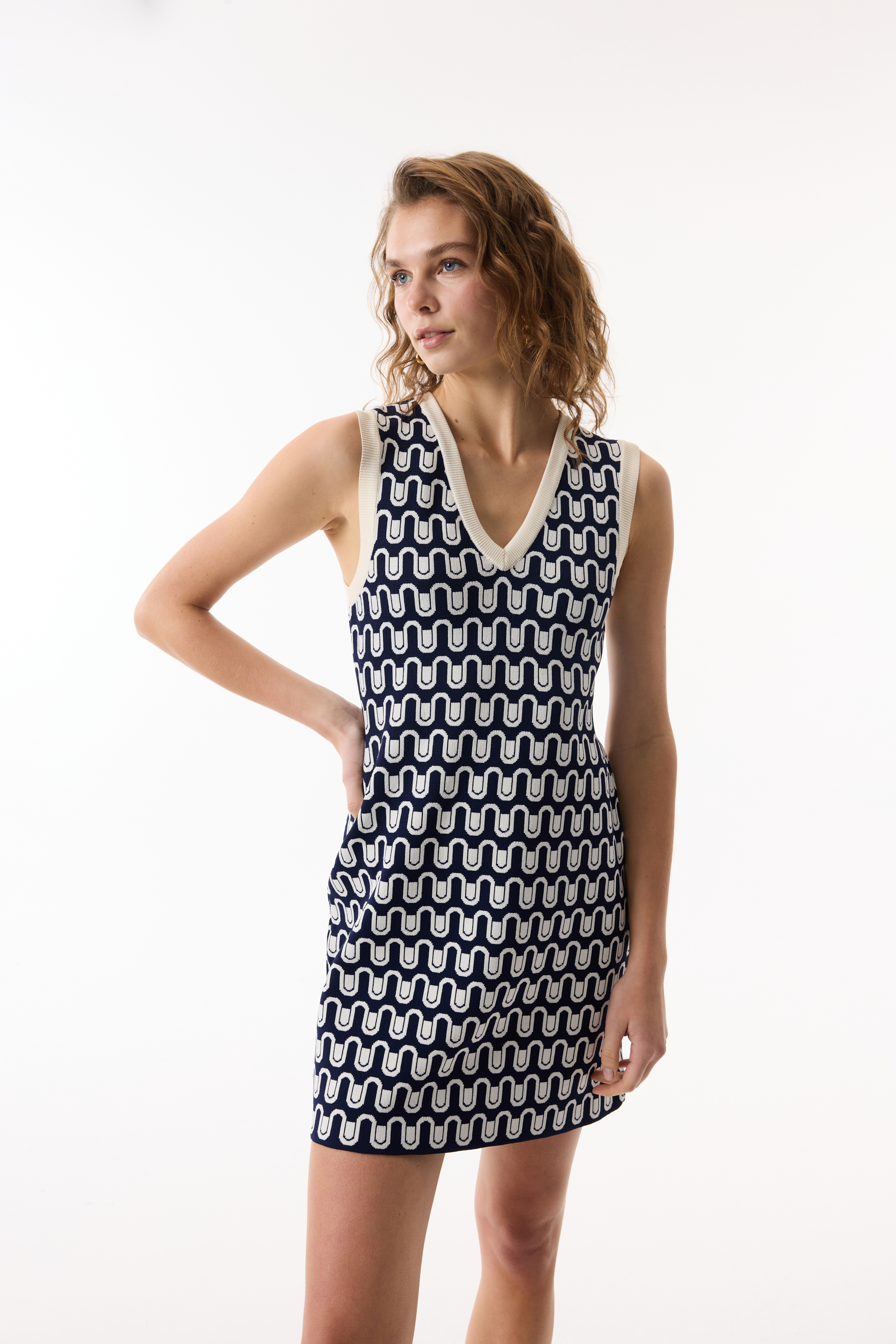 JAKARLI V YAKA TRİKO MİNİ ELBİSE