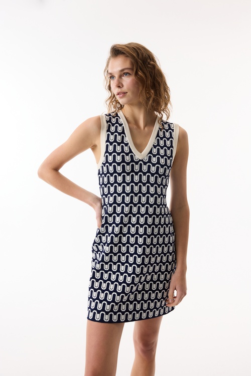  JAKARLI V YAKA TRİKO MİNİ ELBİSE