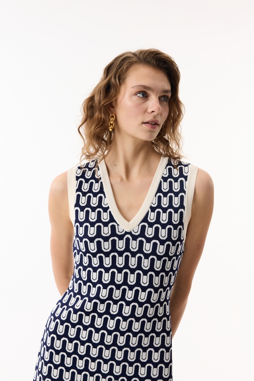  JAKARLI V YAKA TRİKO MİNİ ELBİSE