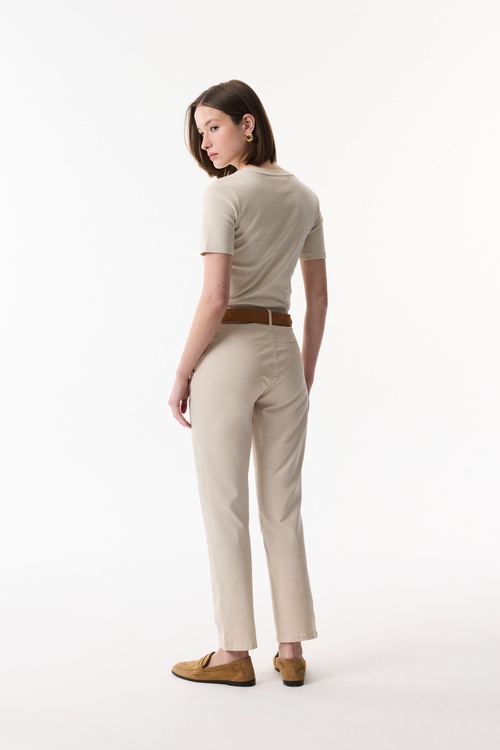  FITTED BİSİKLET YAKA KISA KOLLU T-SHIRT