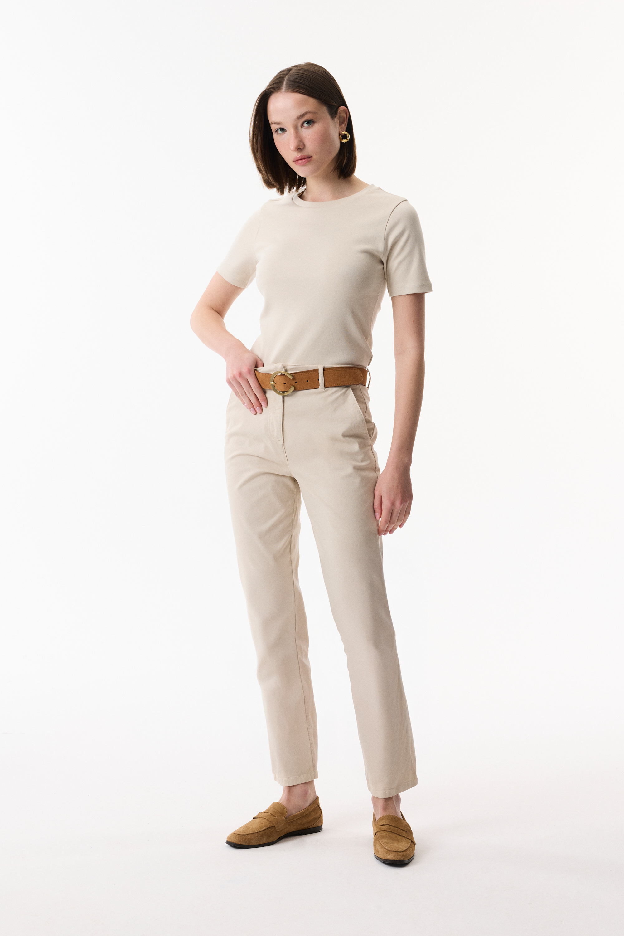 FITTED BİSİKLET YAKA KISA KOLLU T-SHIRT