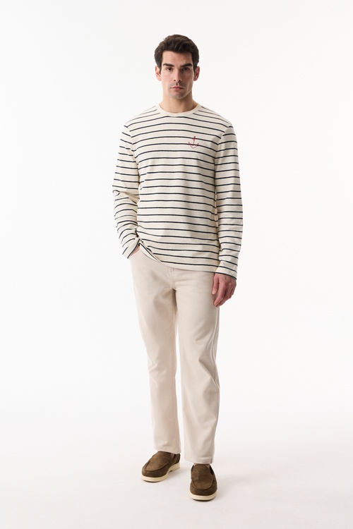  ÇİZGİLİ NAKIŞLI SWEATSHIRT