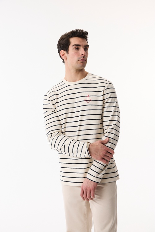  ÇİZGİLİ NAKIŞLI SWEATSHIRT