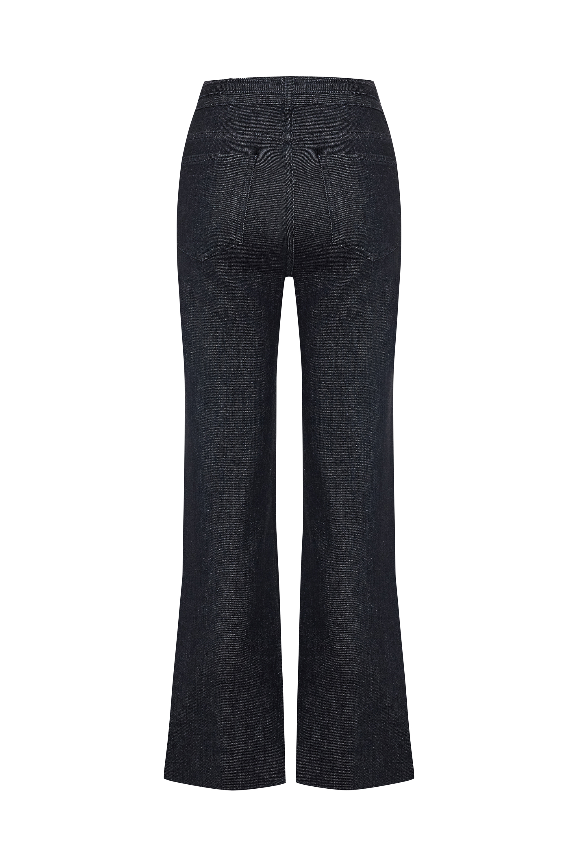 Kadın Siyah Beli Bağlamalı Cropped Flare Fit Pantolon