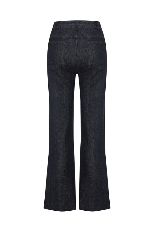  Kadın Siyah Beli Bağlamalı Cropped Flare Fit Pantolon
