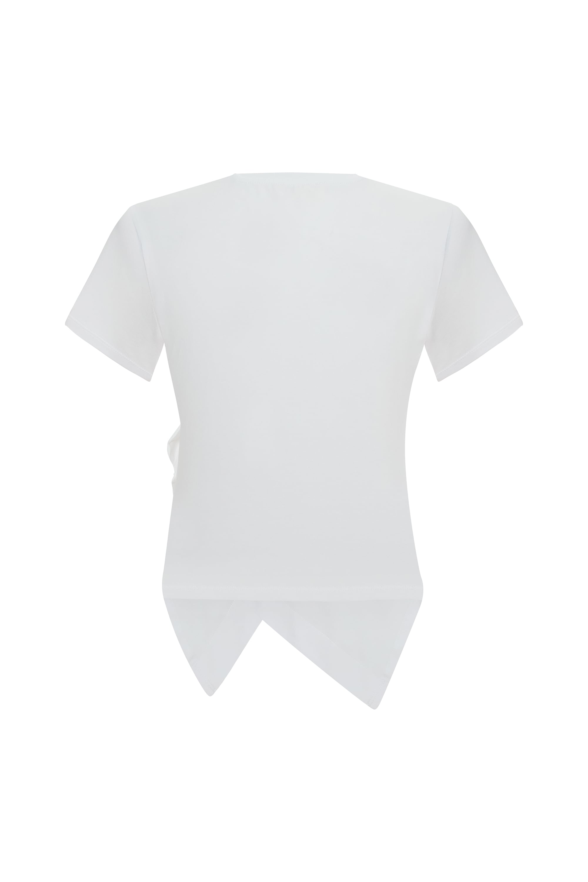 DÜĞMELİ KRUVAZE GÖRÜNÜMLÜ KISA KOLLU BLUZ