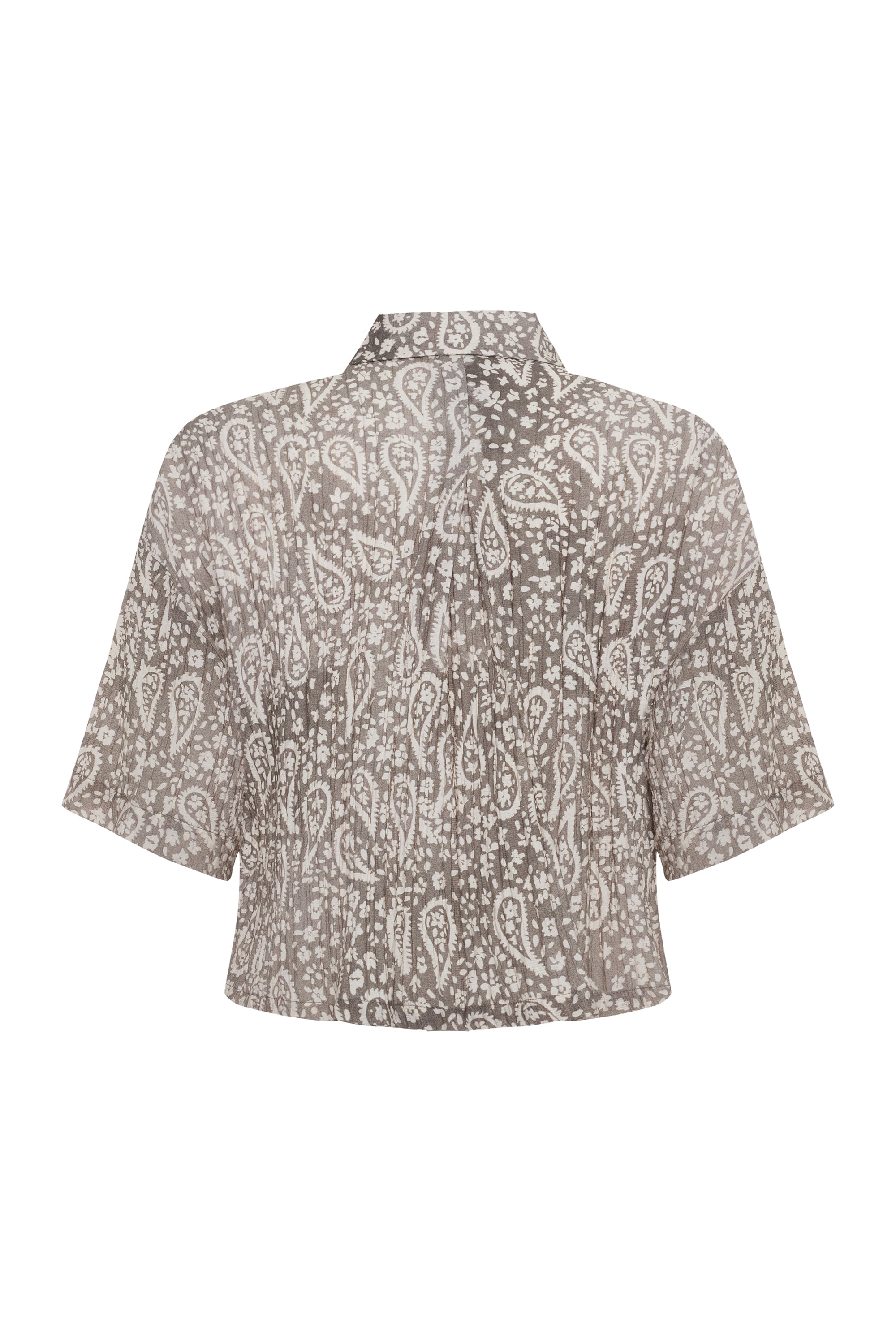 ETNİK BASKILI KISA KOLLU CROP GÖMLEK