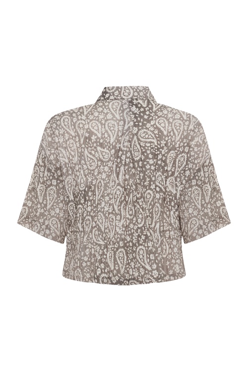  ETNİK BASKILI KISA KOLLU CROP GÖMLEK