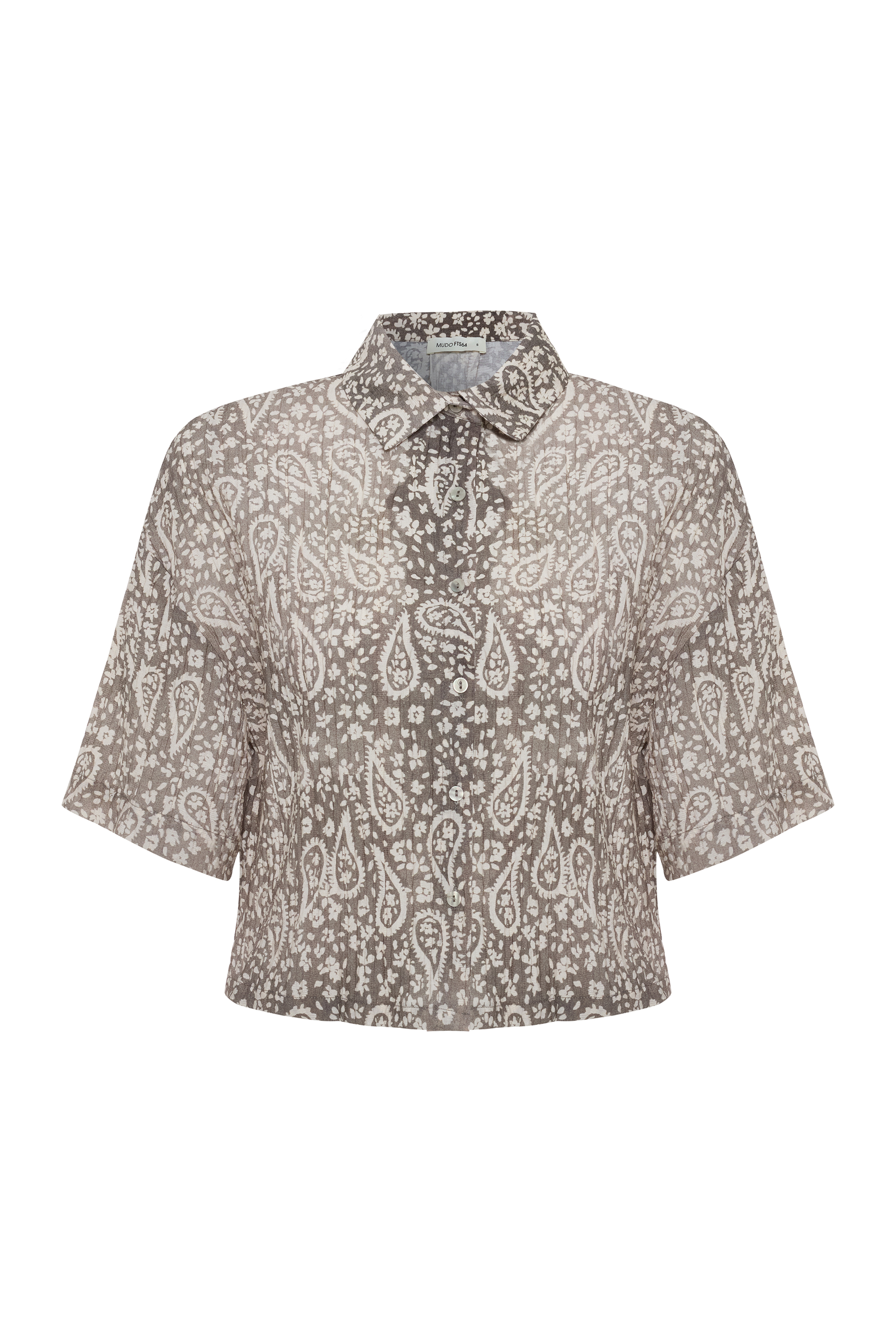 ETNİK BASKILI KISA KOLLU CROP GÖMLEK