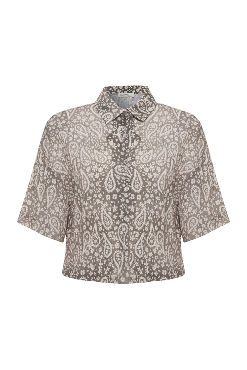  ETNİK BASKILI KISA KOLLU CROP GÖMLEK