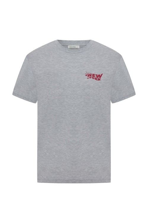  BASKILI BİSİKLET YAKA KISA KOLLU T-SHIRT