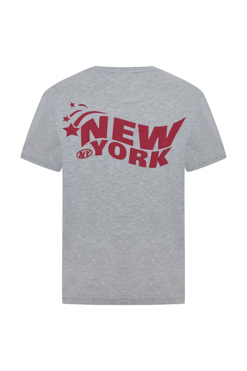  BASKILI BİSİKLET YAKA KISA KOLLU T-SHIRT