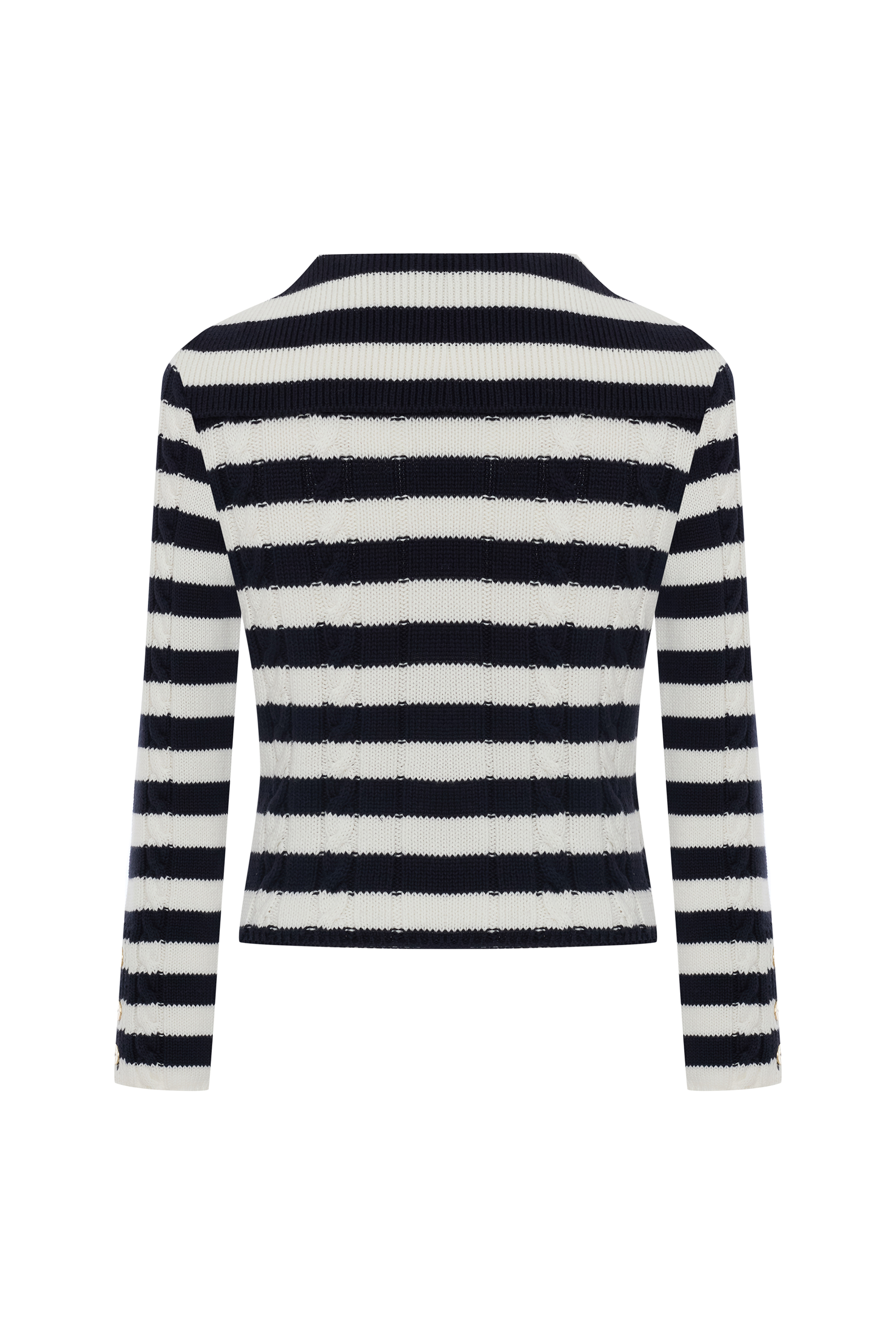 YAKA DETAYLI ÇİZGİLİ TRİKO HIRKA