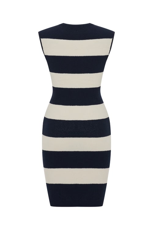  ÇİZGİLİ KOLSUZ TRİKO MİNİ ELBİSE