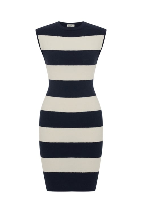  ÇİZGİLİ KOLSUZ TRİKO MİNİ ELBİSE