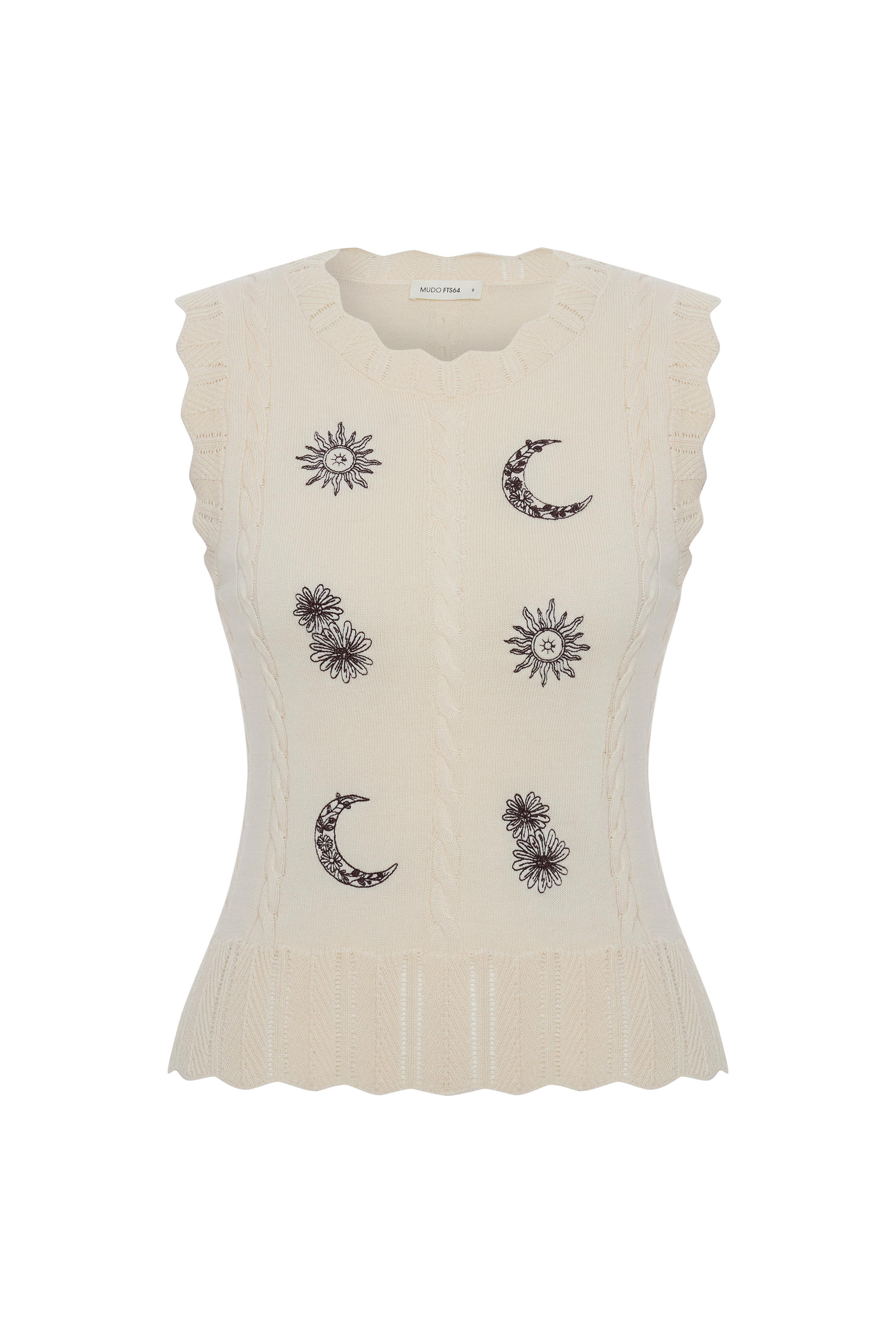 BİSİKLET YAKA NAKIŞLI SÜVETER