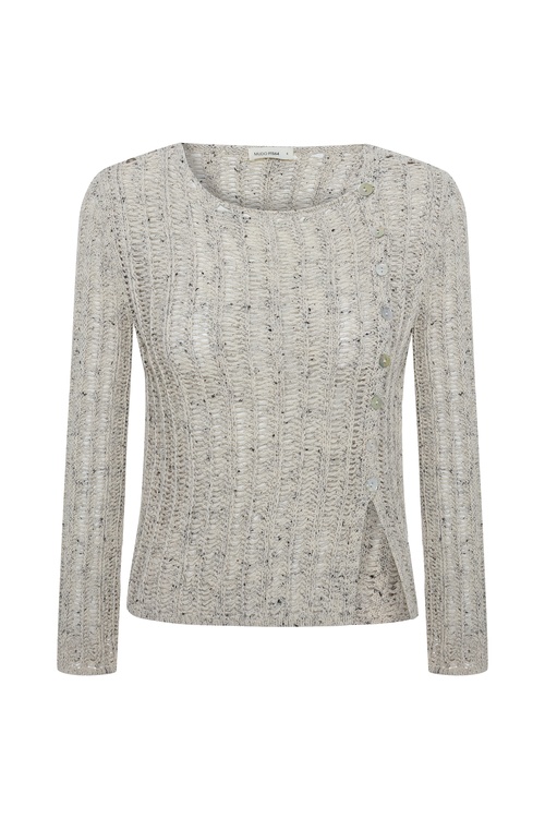  AJURLU DÜĞMELİ BİSİKLET YAKA KAZAK