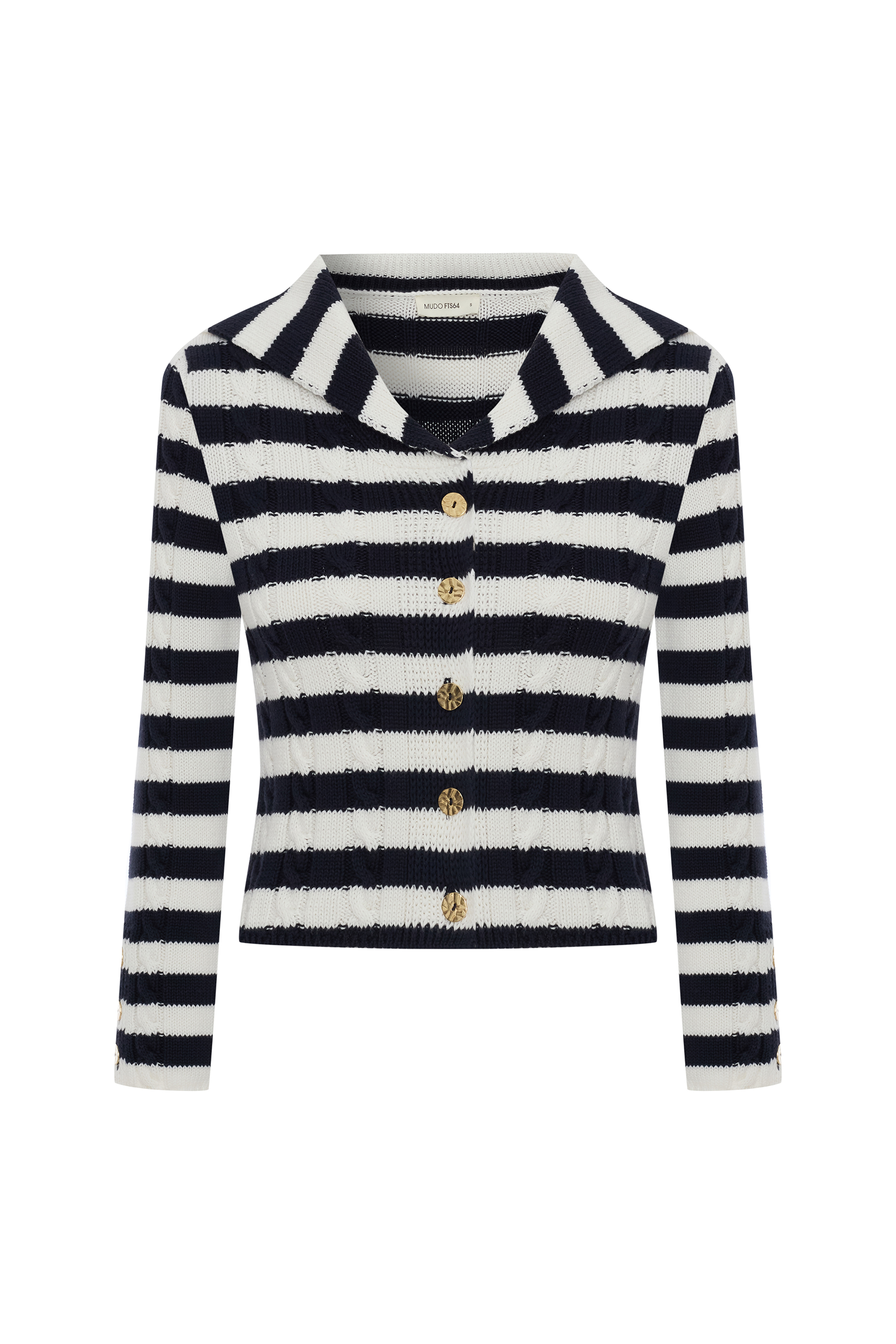 YAKA DETAYLI ÇİZGİLİ TRİKO HIRKA