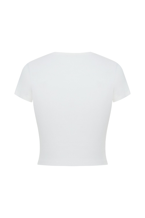  BİSİKLET YAKA CROP T-SHIRT