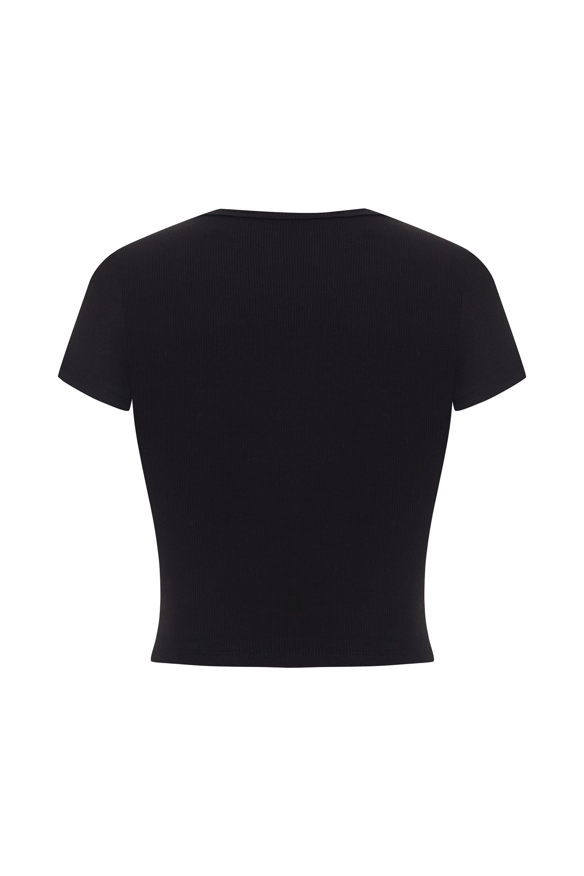 BİSİKLET YAKA CROP T-SHIRT