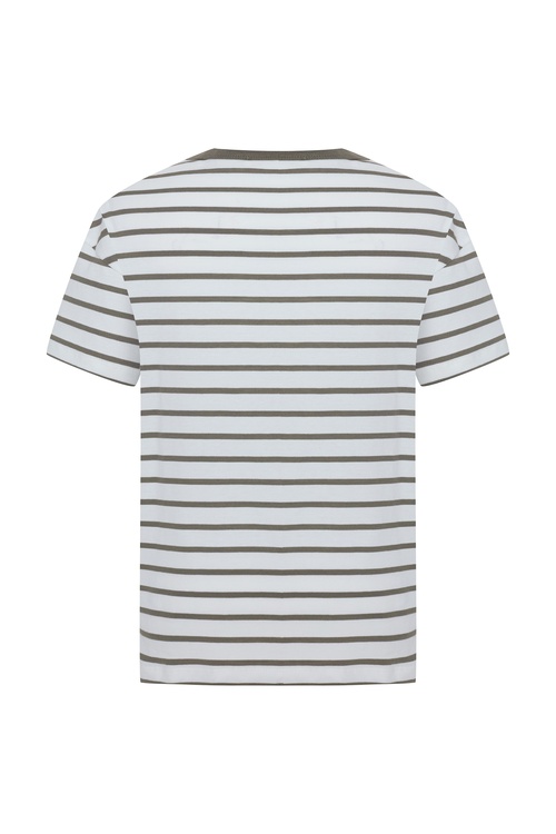  ÇİZGİLİ BİSİKLET YAKA KISA KOLLU T-SHIRT