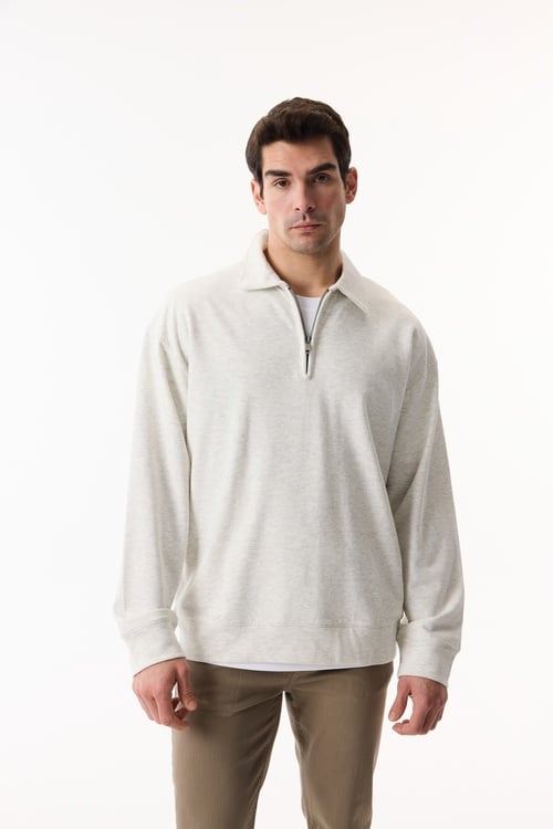  LOOSE FIT FERMUARLI DİK YAKA SWEATSHIRT