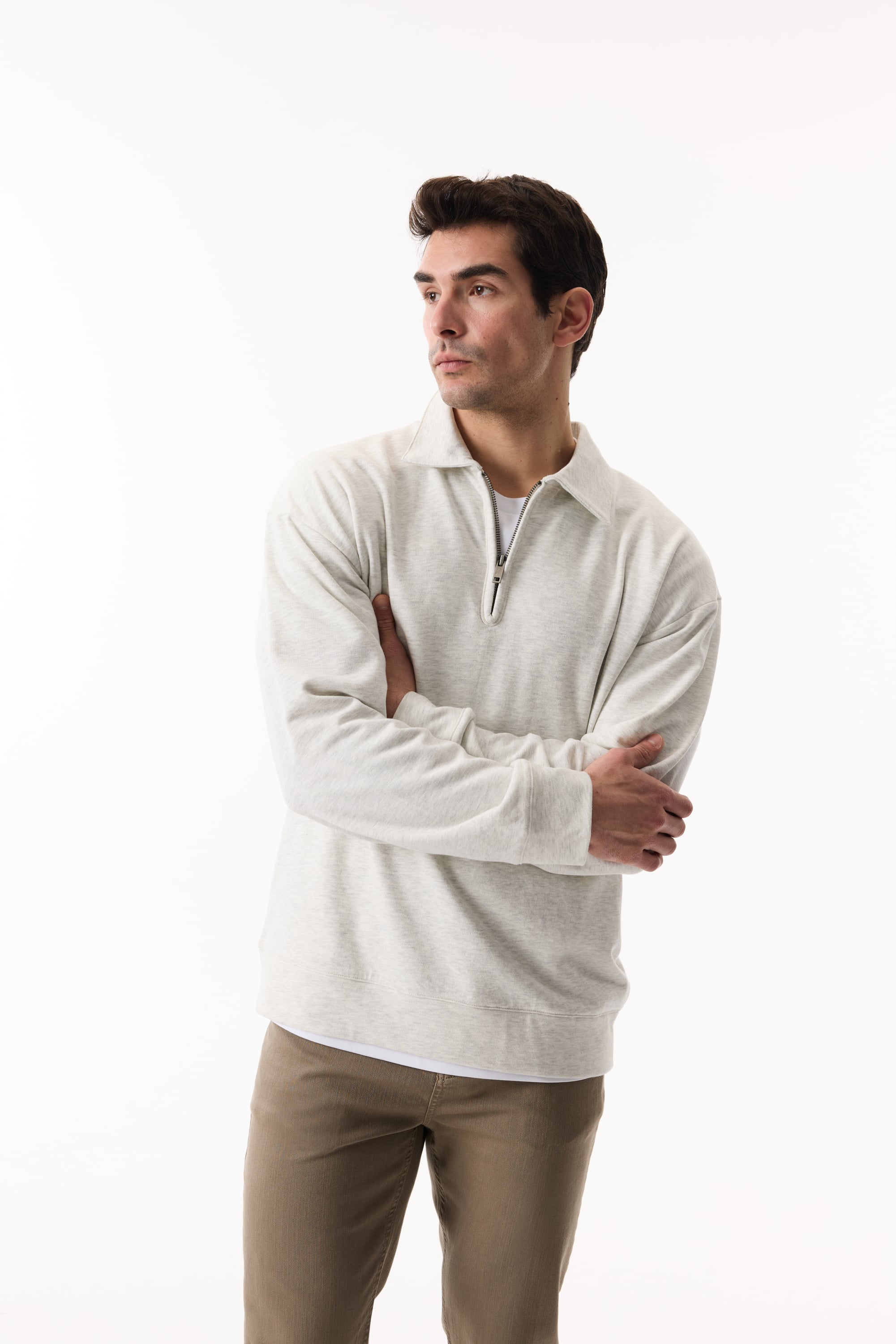 LOOSE FIT FERMUARLI DİK YAKA SWEATSHIRT