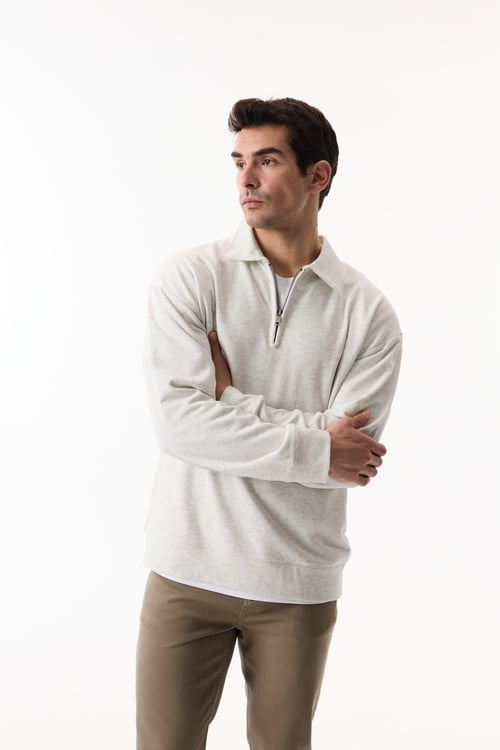  LOOSE FIT FERMUARLI DİK YAKA SWEATSHIRT