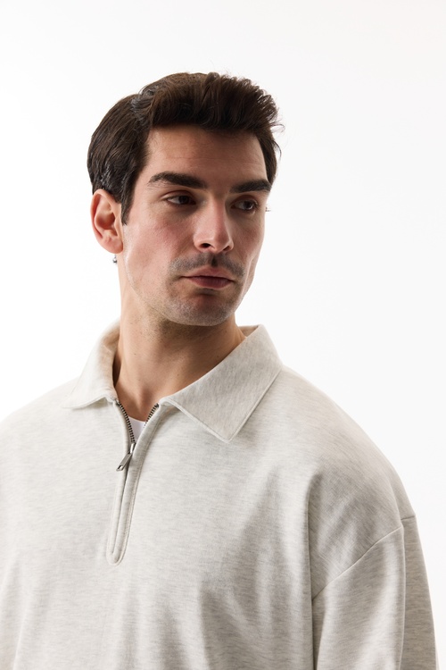  LOOSE FIT FERMUARLI DİK YAKA SWEATSHIRT